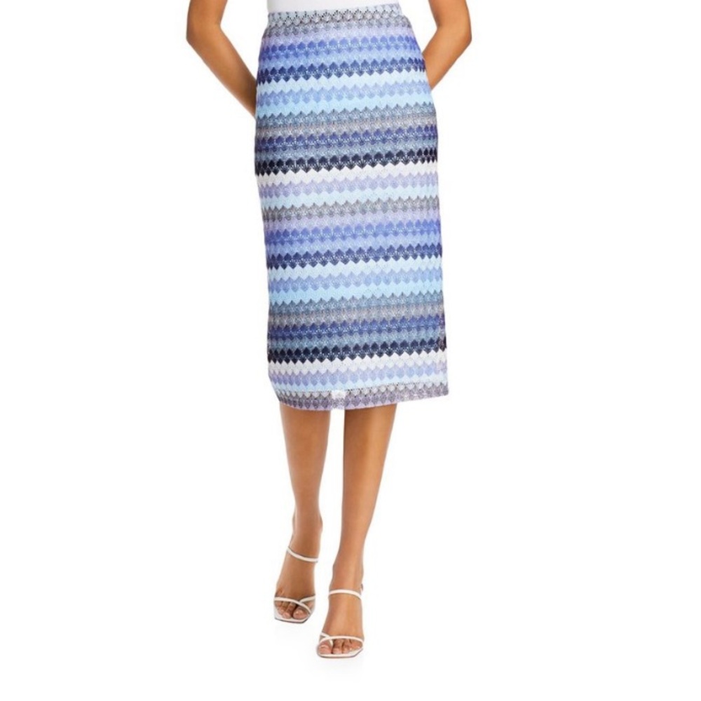 NWT Aqua Blue & White Abstract Pencil Skirt Women’s Size Small